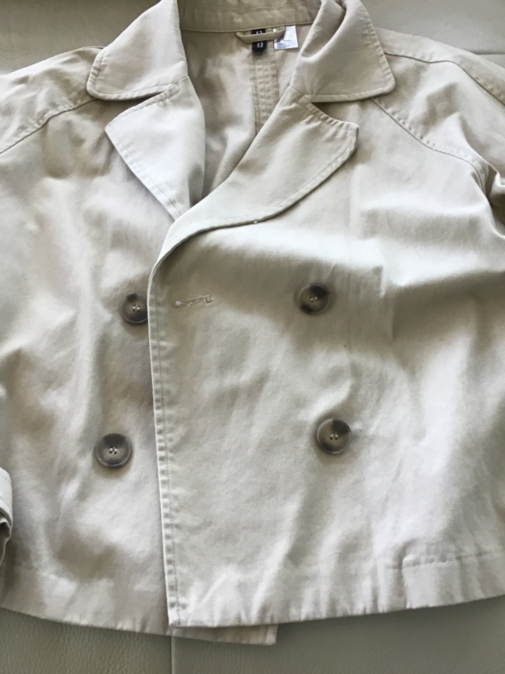 H and M khaki color cropped double breasted trench style jacket